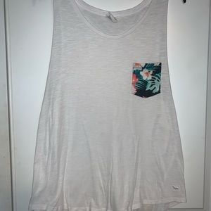 VS PINK white tank with floral print pocket